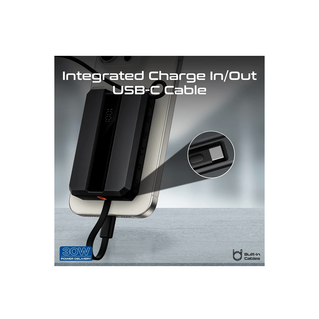 Promate Neo-10 30W 10000mAh Power Delivery Smartphone & Apple Watch Charging Power Bank with in-built USB-C Cable - Black in Qatar Promate Neo-10 30W 10000mAh Power Delivery Smartphone & Apple Watch Charging Power Bank with in-built USB-C Cable - Black in Qatar